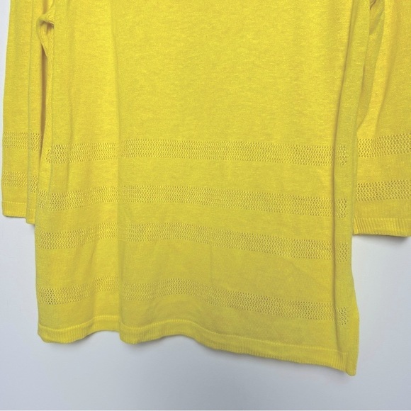 Talbots NEW Bright Yellow Lightweight Tunic Sweater Linen Blend Summer Comfort - Picture 11 of 12